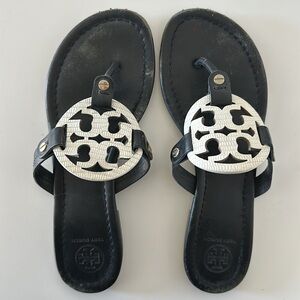 Tory Burch Miller Sandal Navy and White size 7